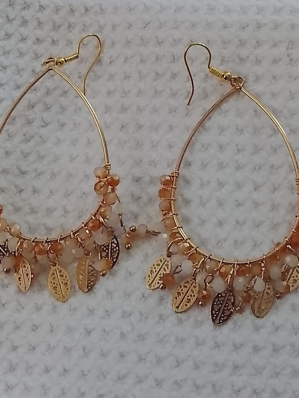 Gold-Tone Leaf Dangle Hoop Earrings - Women Jewelry